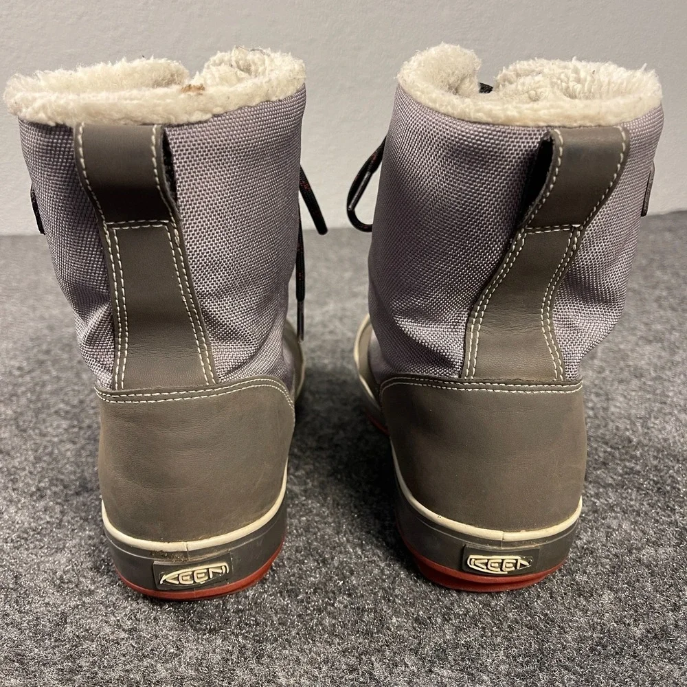 KEEN Elsa Boots Womens 9 Gray Waterproof Duck Winter Fleece Lined Lace Up